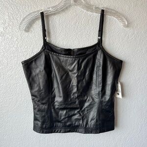 NWT - Wilson black leather zip back camisole top